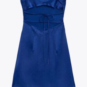 ZARA  Dress satin effect blue SIZE S 2298 087 400